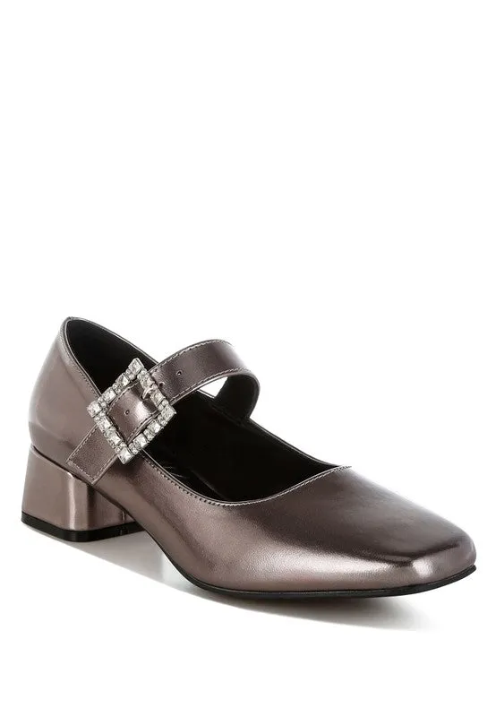 Abeba Diamante Brooch Metallic Mary Jane Pumps