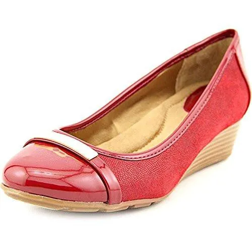 Ambir Cap Toe Wedge Pumps Crimson Size 75