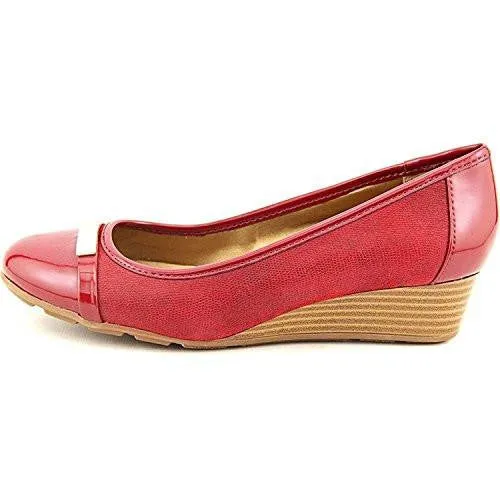 Ambir Cap Toe Wedge Pumps Crimson Size 75