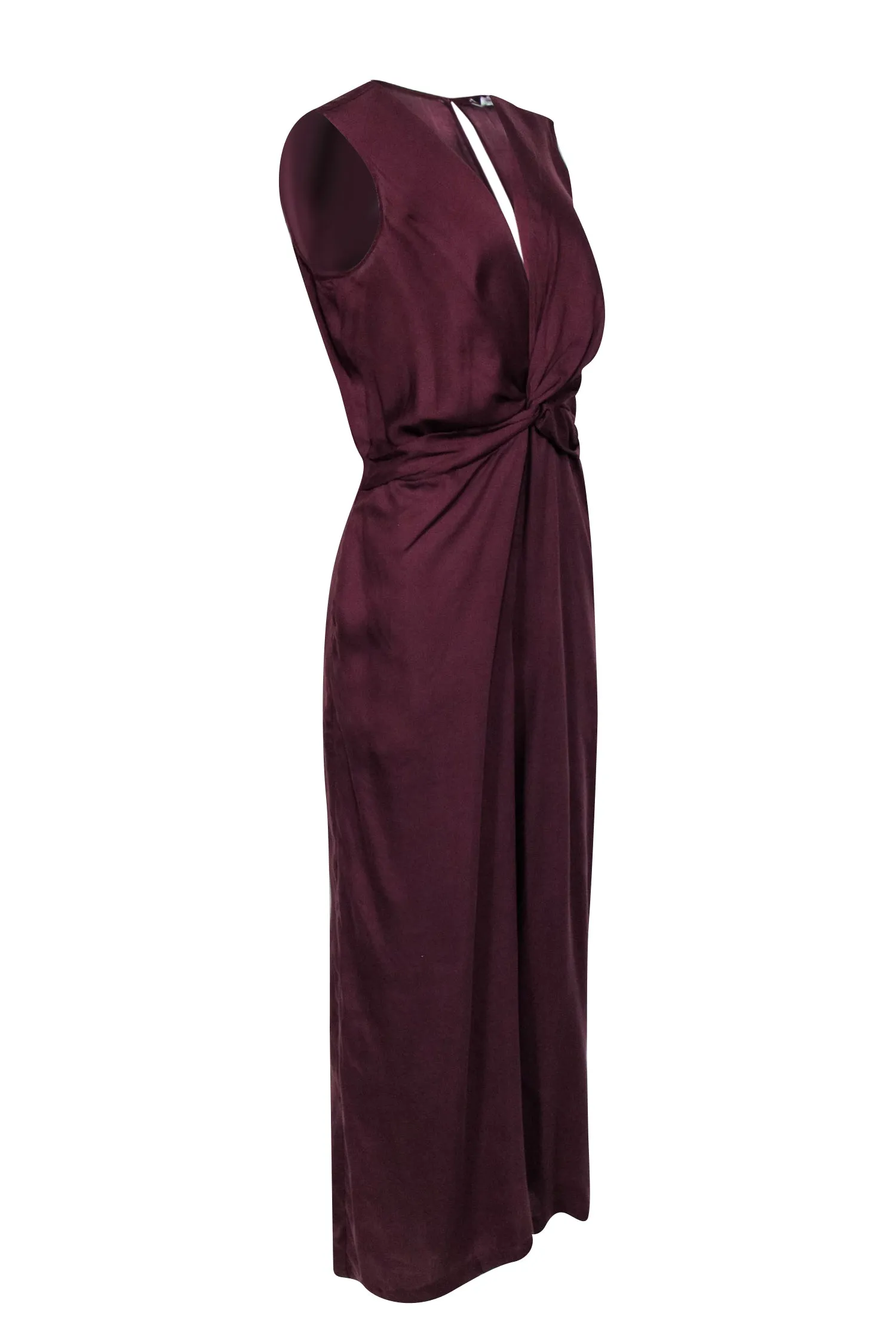 Amour Vert - Maroon Twist Front Sleeveless Jumpsuit Sz L