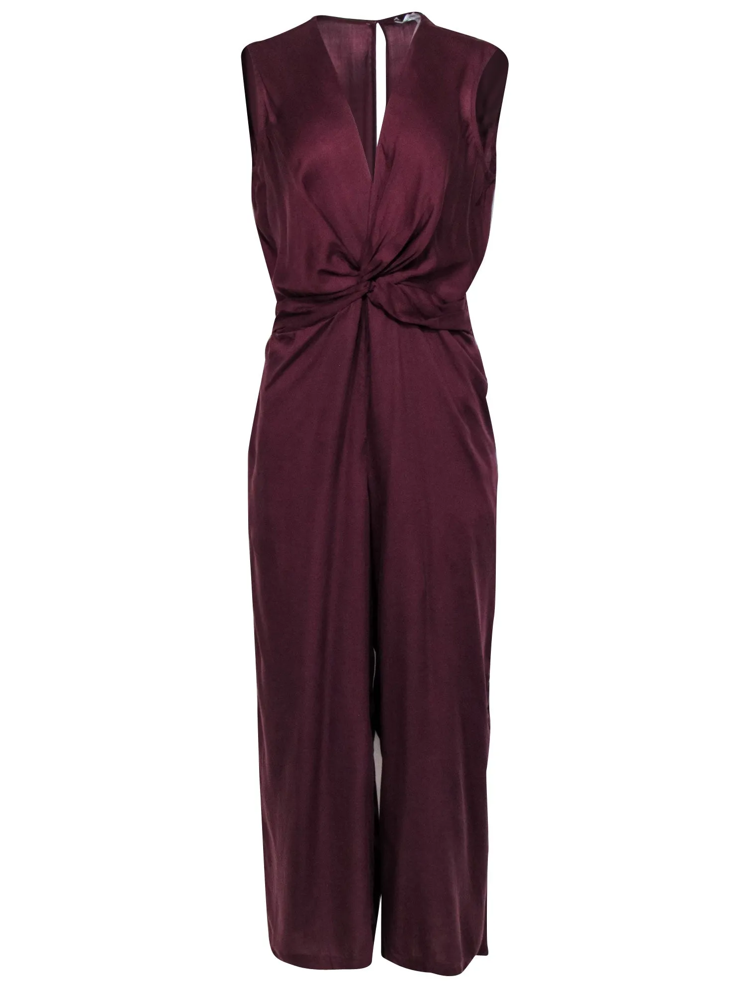 Amour Vert - Maroon Twist Front Sleeveless Jumpsuit Sz L