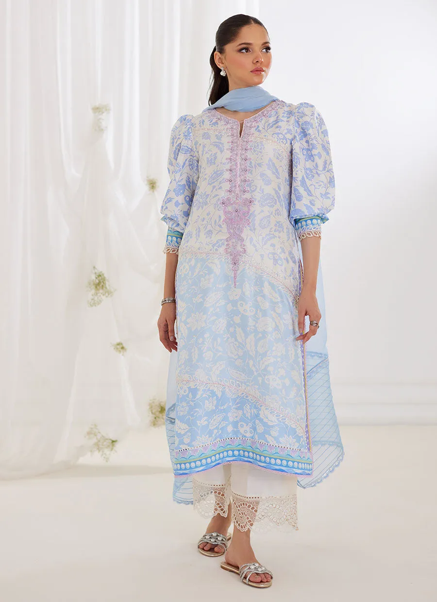 Aurelia Ice Blue Shirt And Dupatta