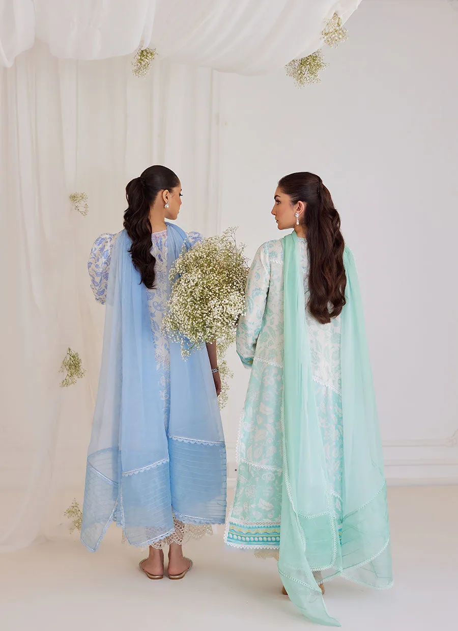 Aurelia Ice Blue Shirt And Dupatta