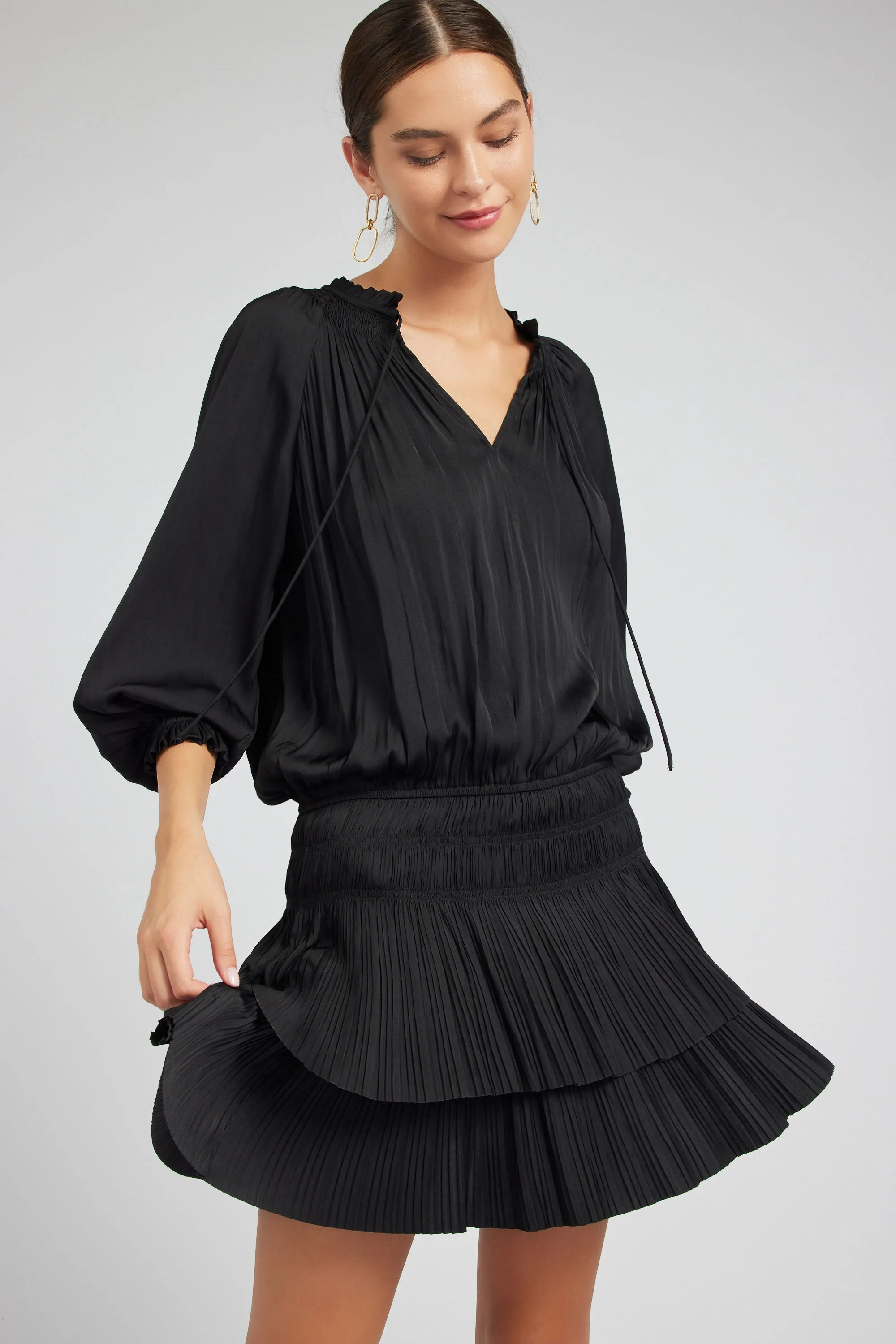 Aurelie Pleated Mini Dress