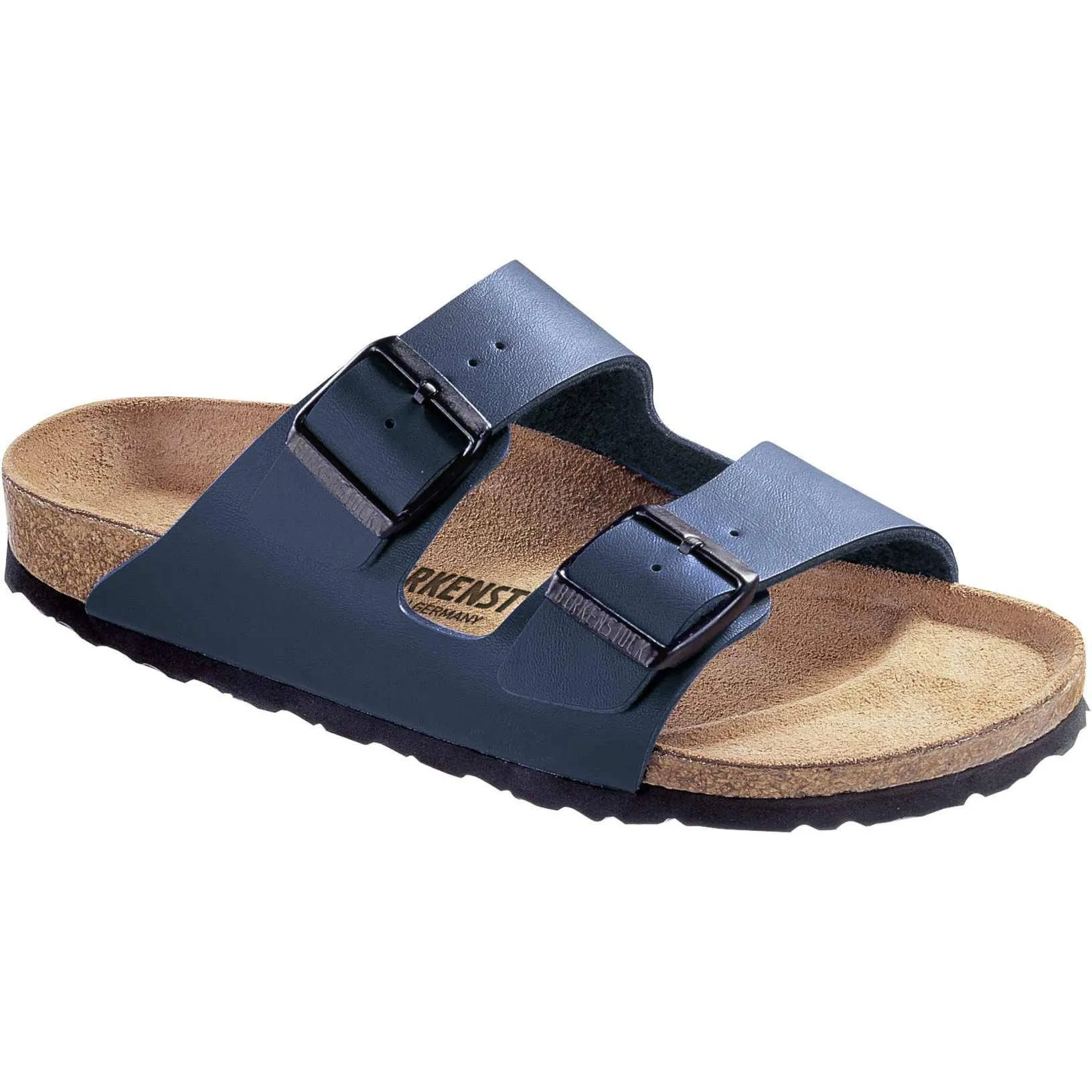 Birkenstock Arizona Ladies Narrow Blue Birkoflor Arch Support Buckle Sandals