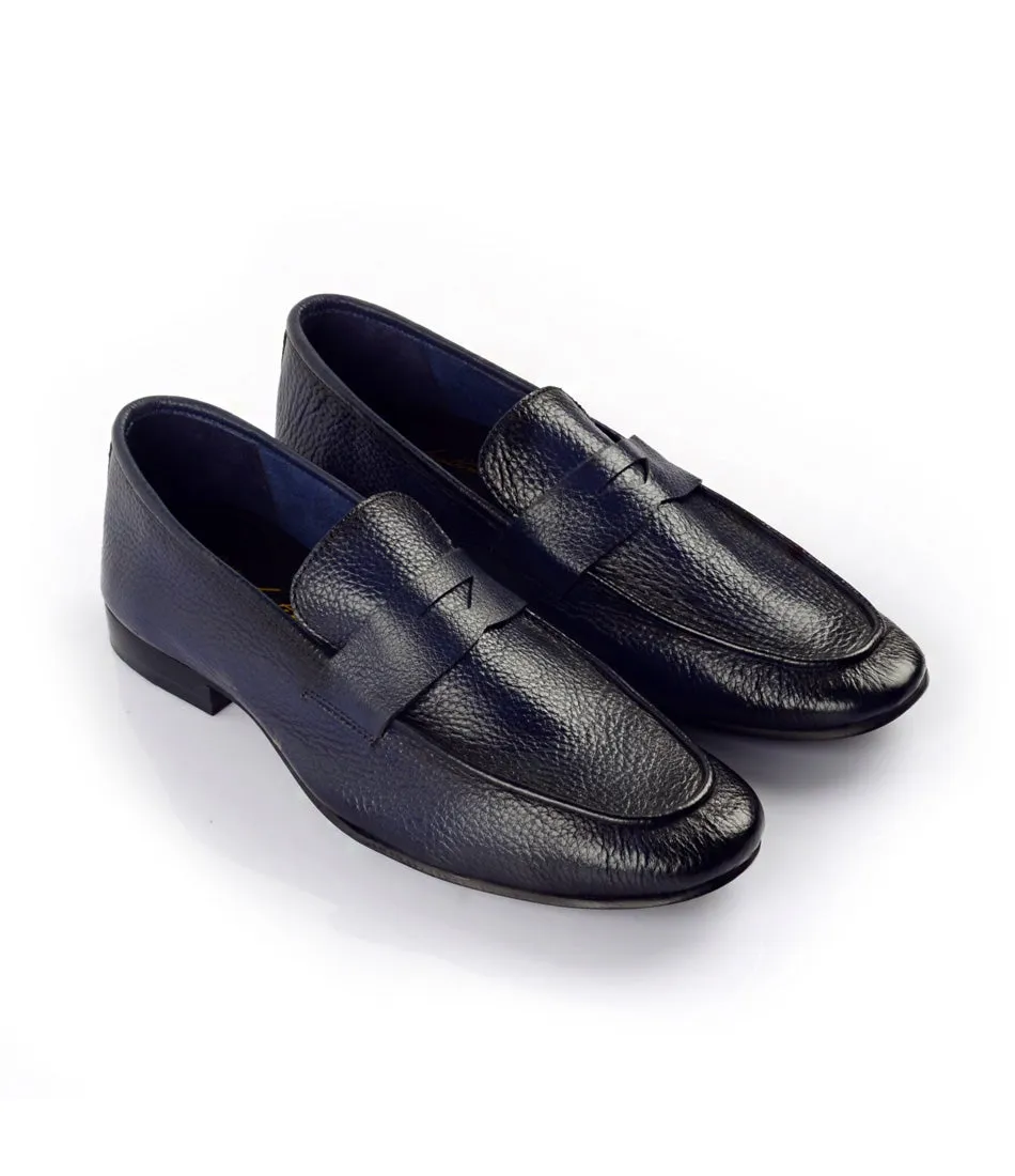 Blue Milled Penny Loafers - Ultra-Flex