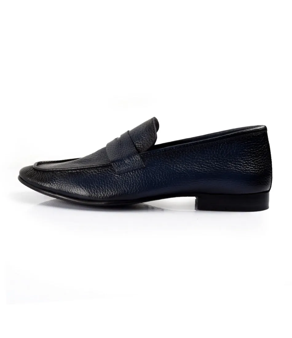 Blue Milled Penny Loafers - Ultra-Flex