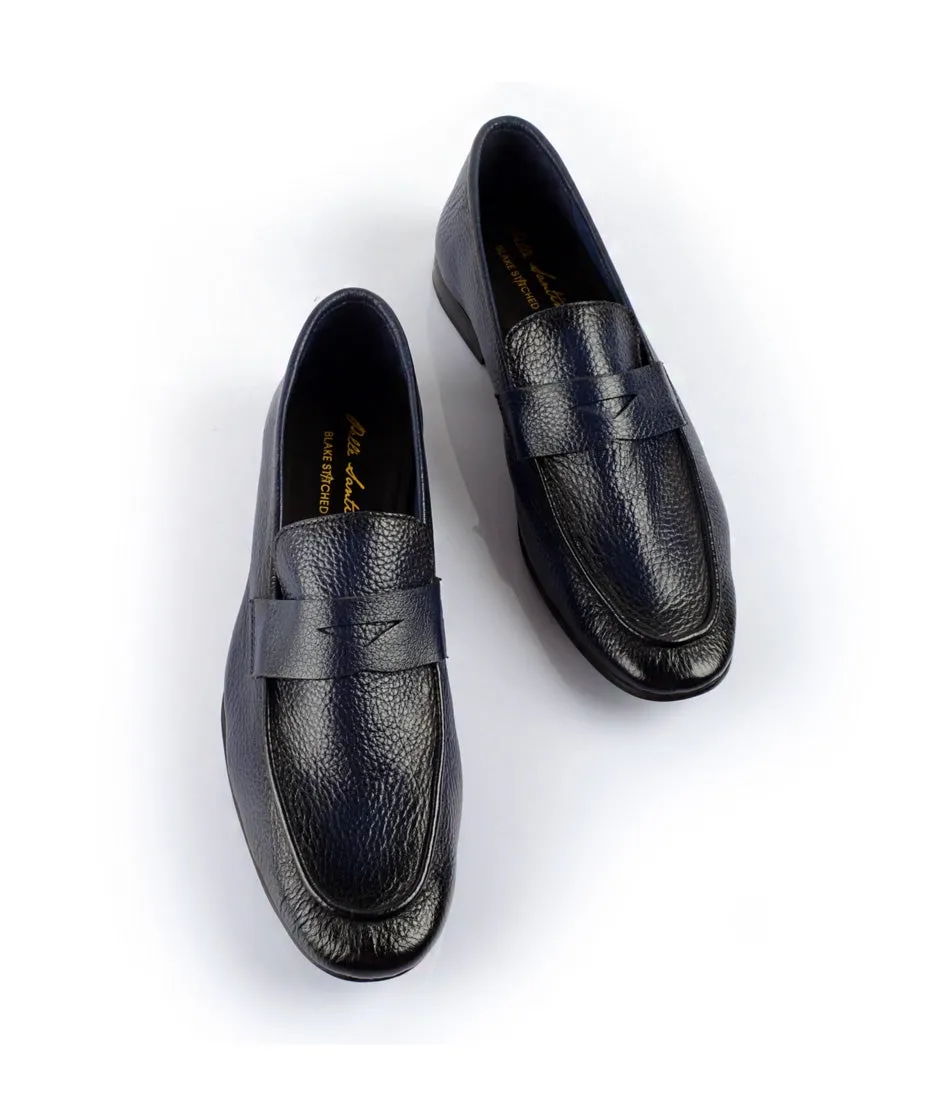 Blue Milled Penny Loafers - Ultra-Flex