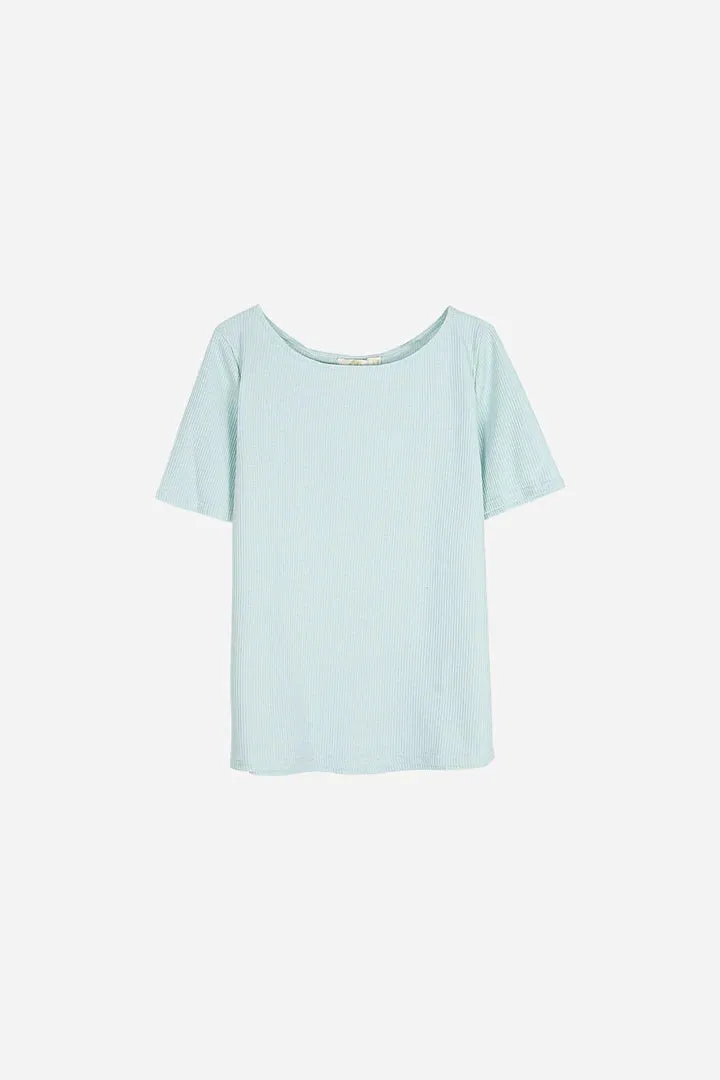 Boat Neck Top - Pale Blue