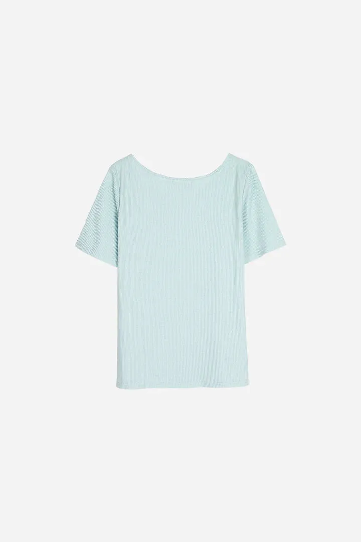 Boat Neck Top - Pale Blue