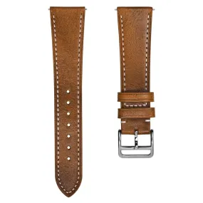 Brixham Special Buckle Classic Leather Watch Strap - Tan