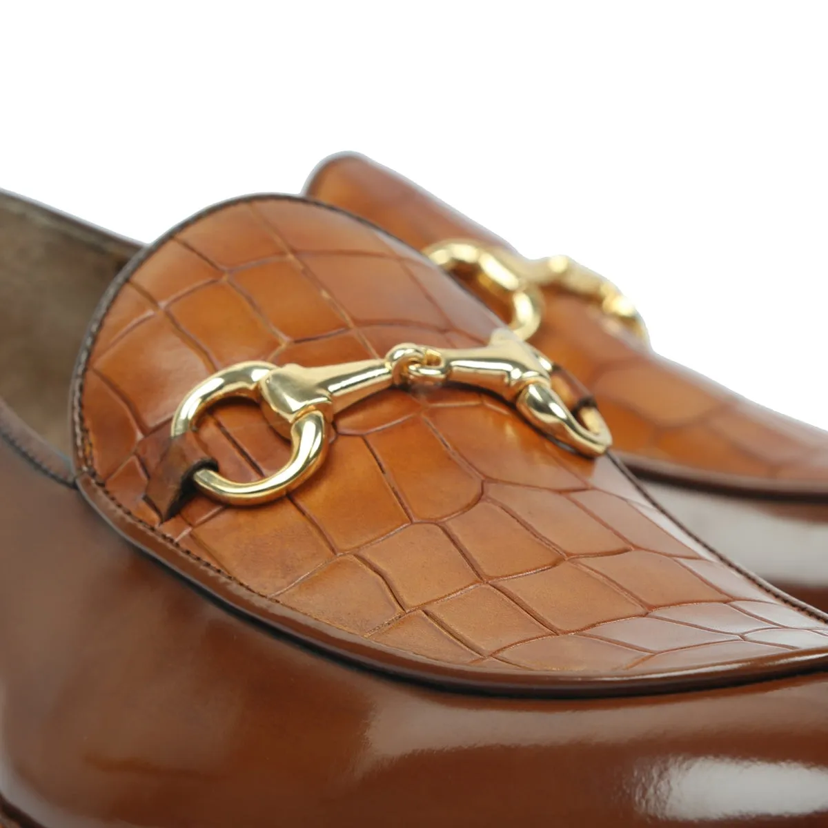 Brown Brush Off Loafers with Tan Deep Cut Leather at Vamp