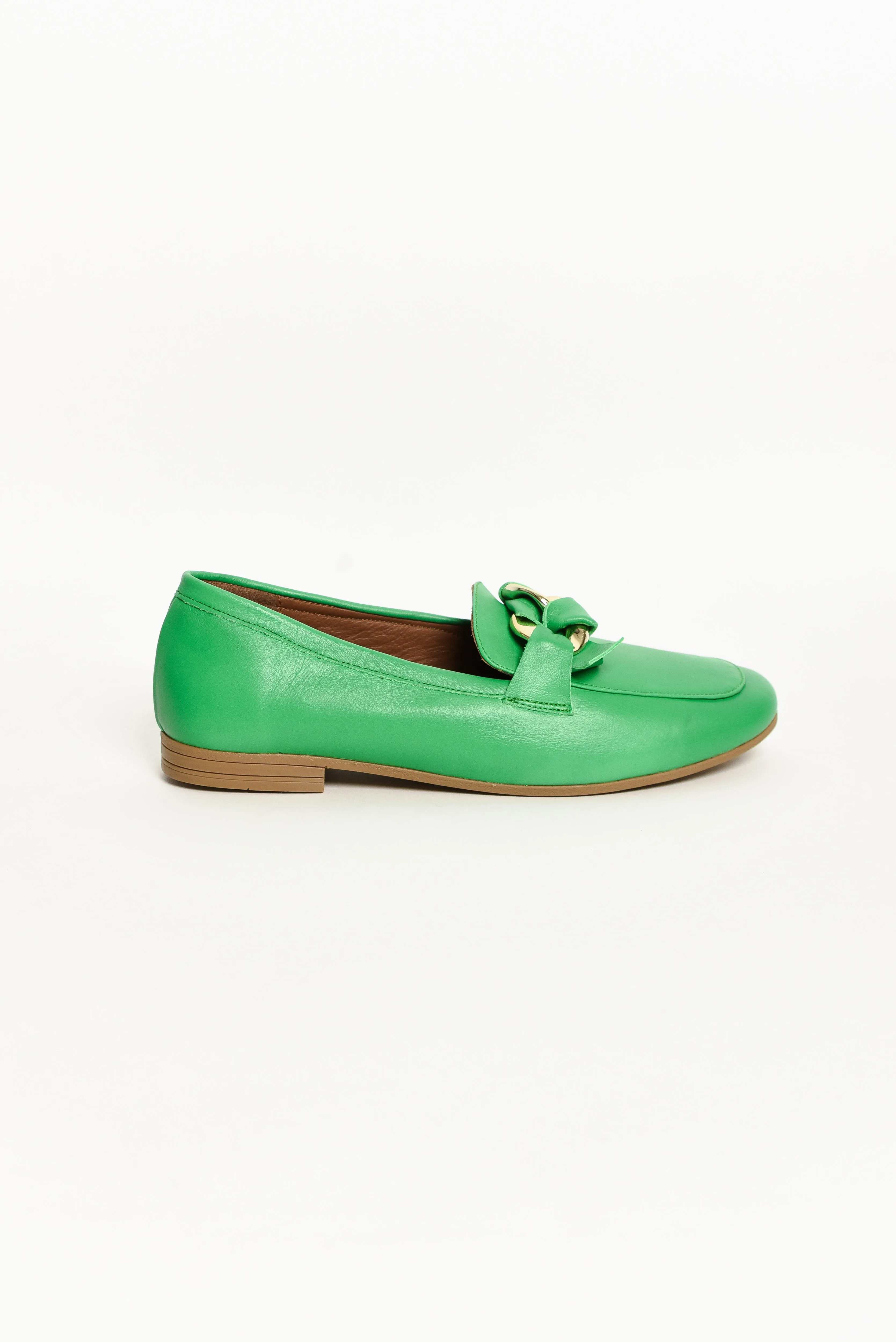 Carlie Green Leather Twist Loafer