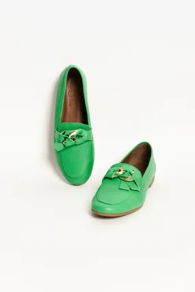 Carlie Green Leather Twist Loafer