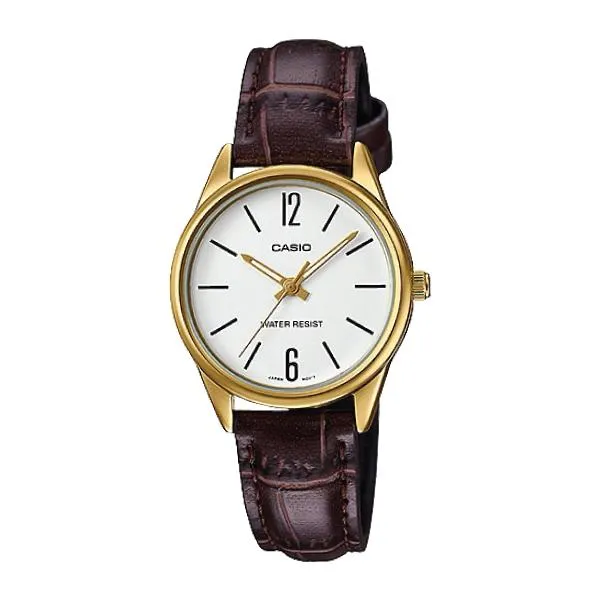 Casio Ladies' Standard Analog Dark Brown Leather Strap Band Watch LTPV005GL-7B LTP-V005GL-7B