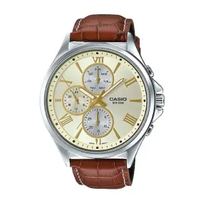 Casio Men's Standard Analog Brown Leather Watch MTPE316L-9A MTP-E316L-9A