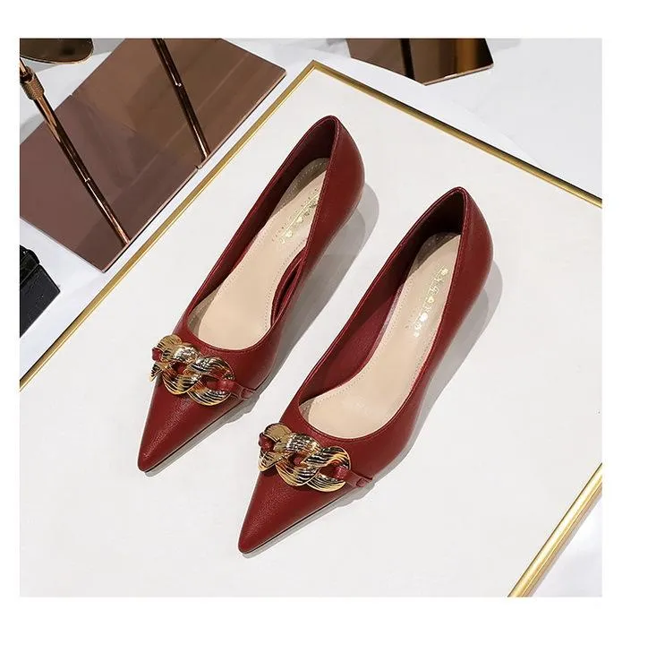 Chain Decor Pyramid Heeled Pumps