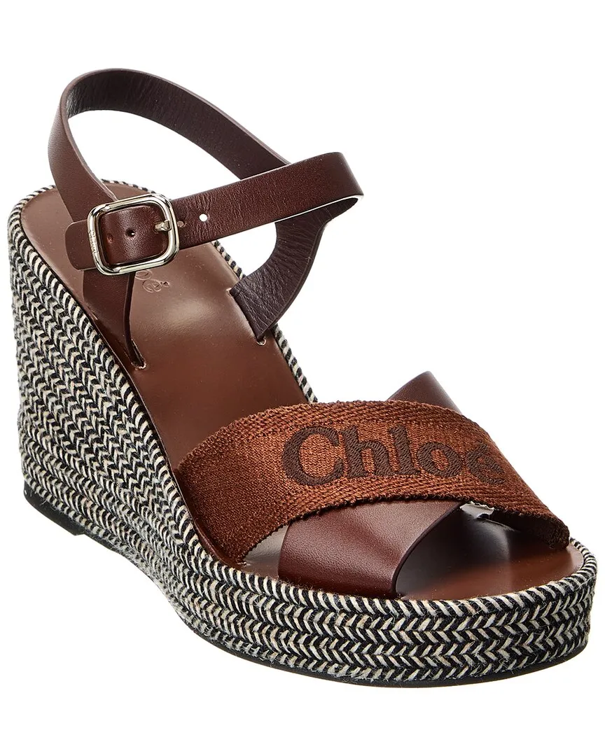 Chloé Leather Wedge Espadrille