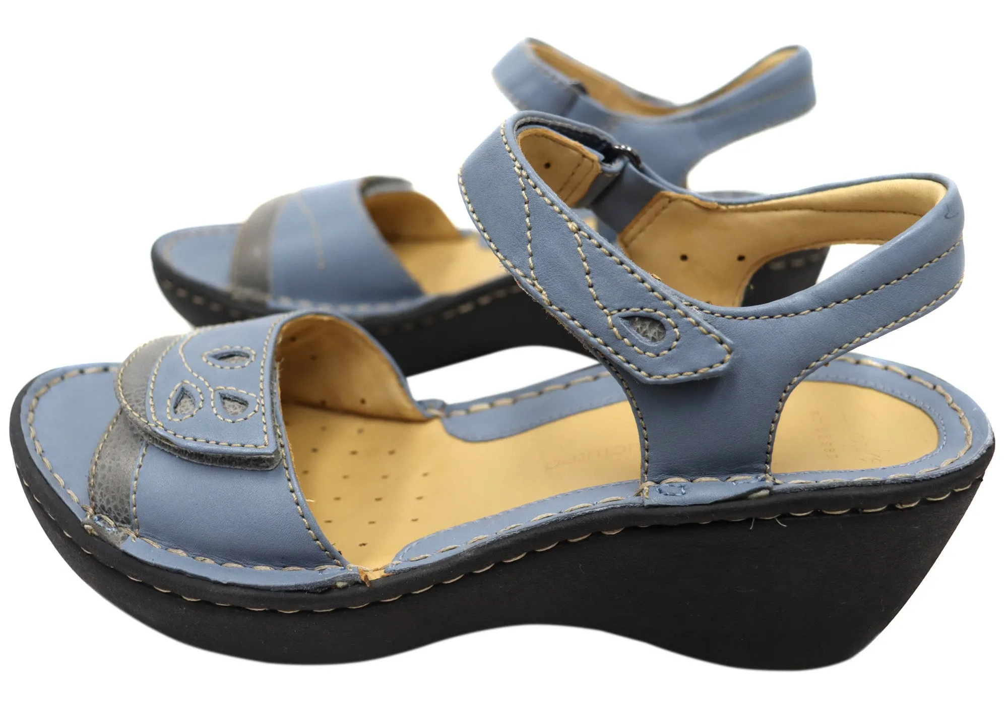 Clarks Un Dory Womens Leather Wedge Heel Sandals