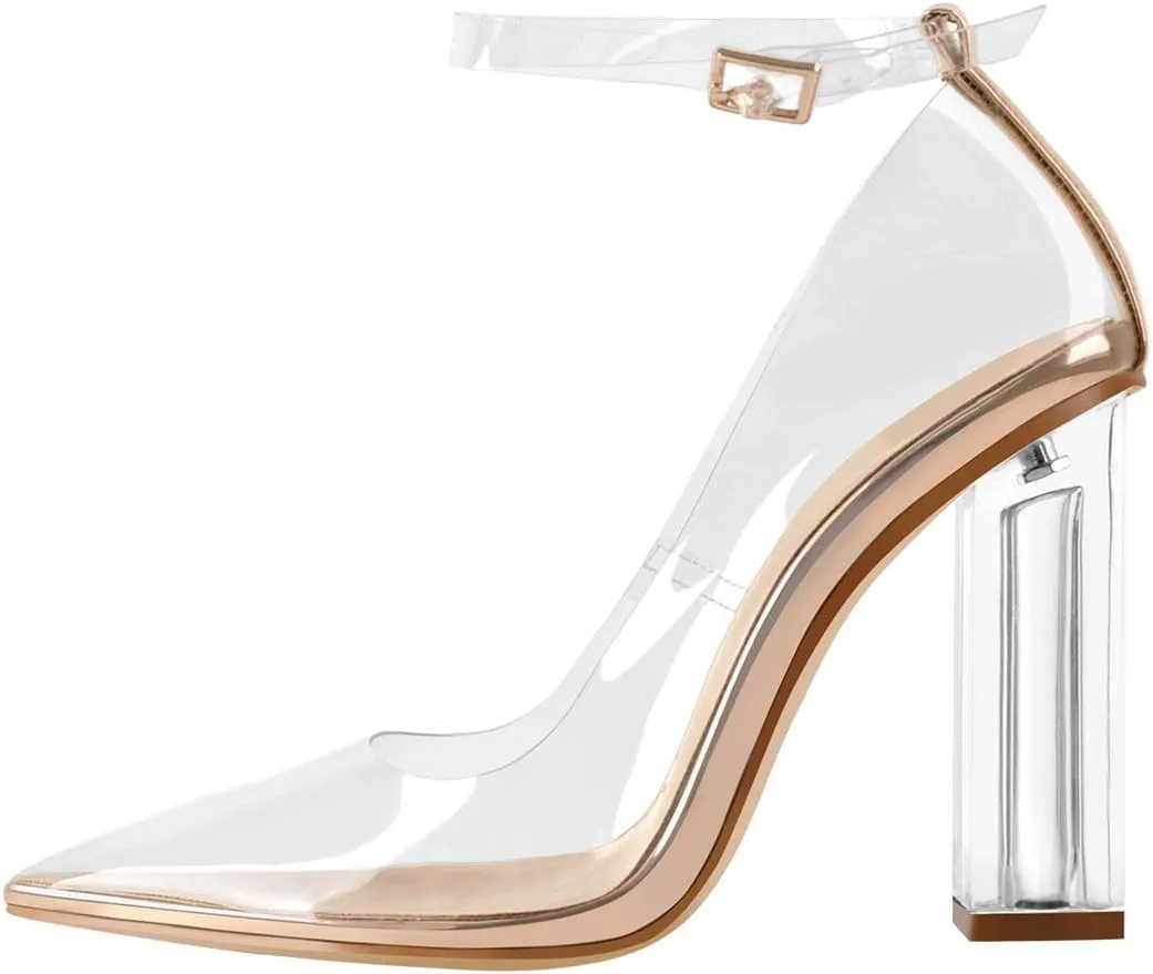 Clear Pointed Toe High Heel Pumps