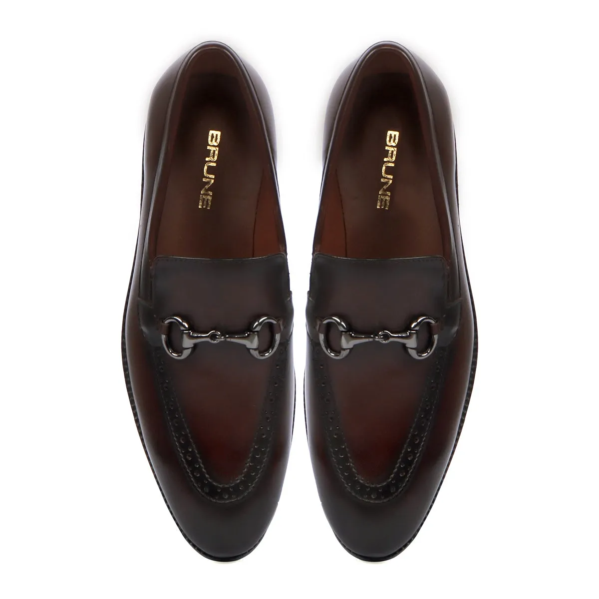 Contrasting Leather Loafers in Dark Brown Color