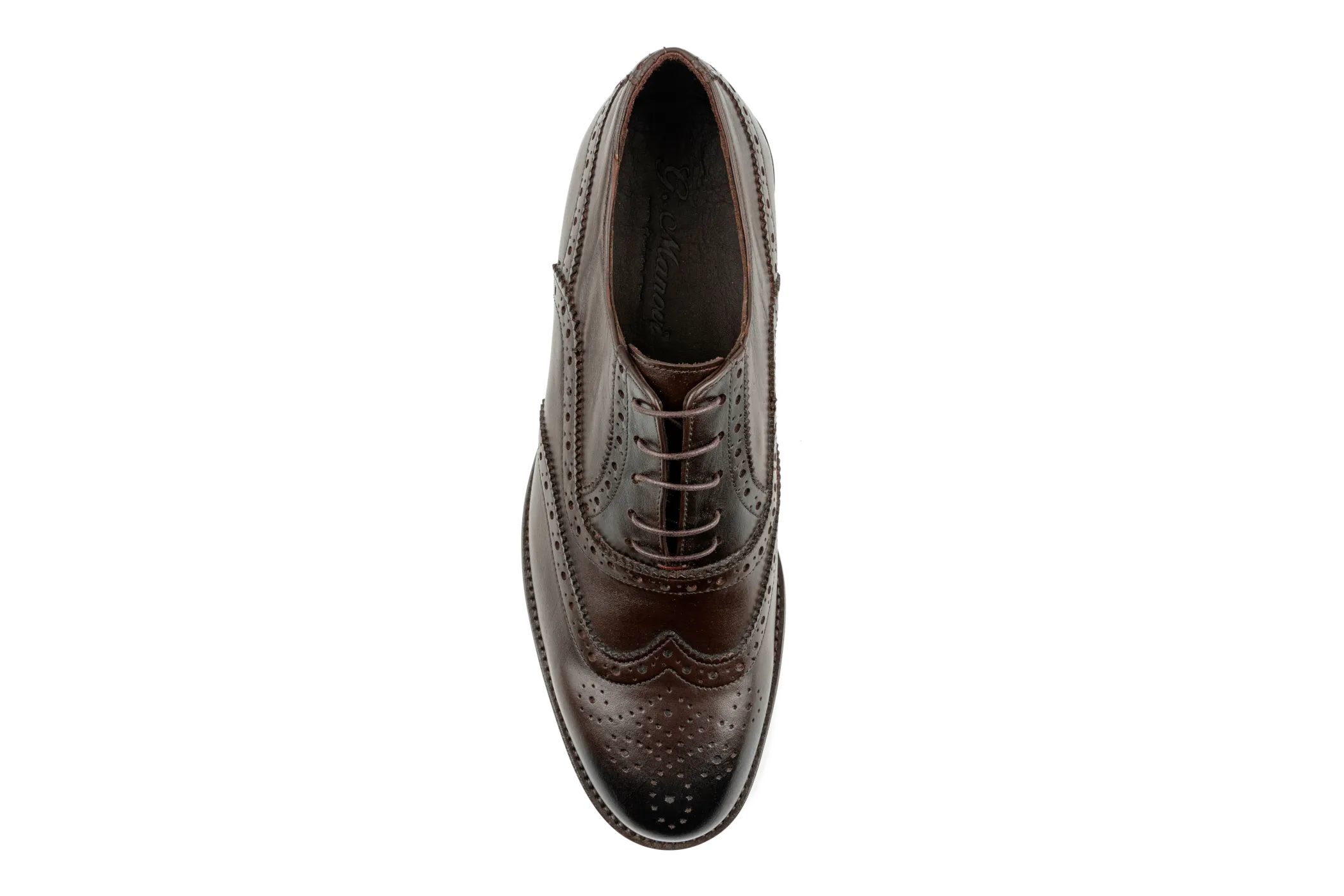 Debbano Gui Oxford Shoes, Top Grain Brown Leather Oxfords for Men, Luxury, Men's Oxford Dress Shoes, Wingtip Shoes with Full Brogue Details, Brown Oxford Shoes