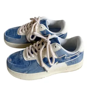 Denim Heart Aesthetic Sneakers