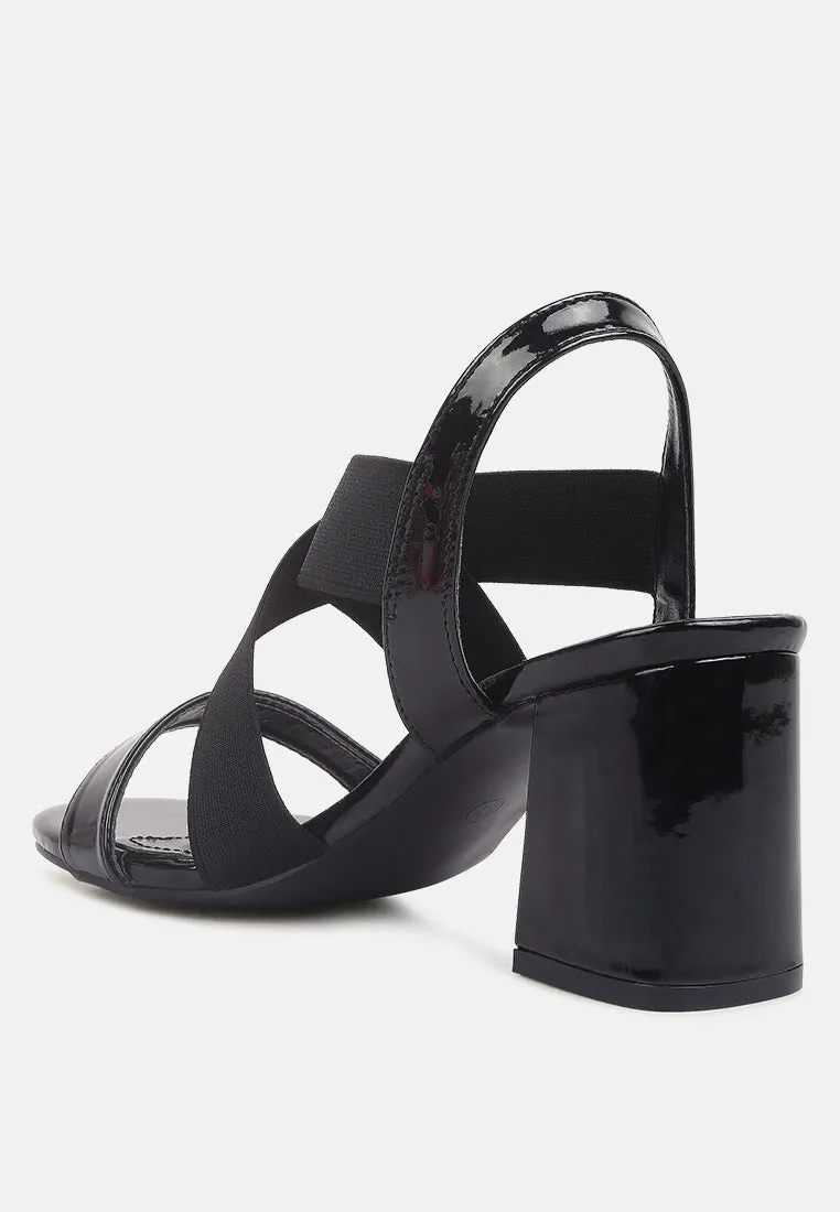 Elastic Straps Block Heel Sandals