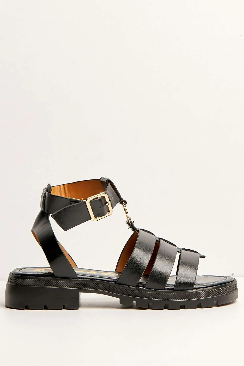 Elenie Anklestrap Flatform Sandals in Black