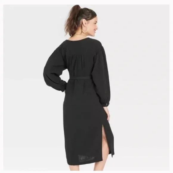 Fall Tie-Front Dress Black