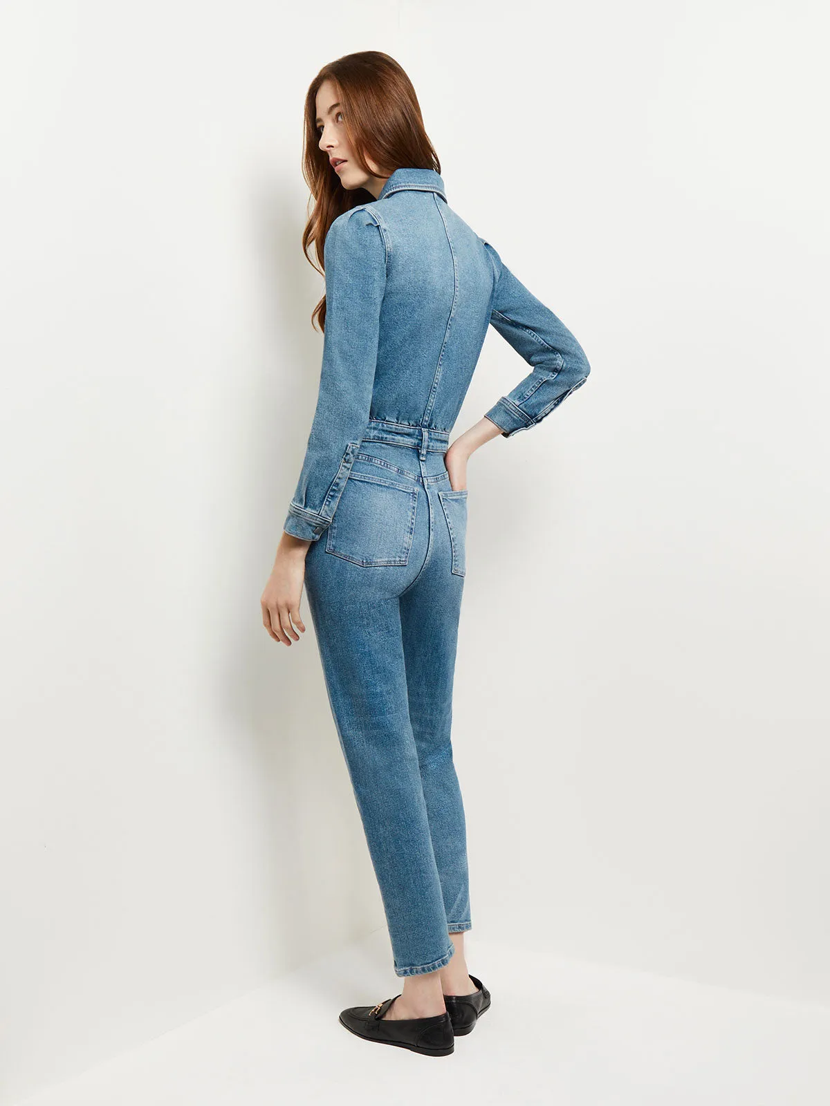 Freja Denim Jumpsuit, Aged Mid