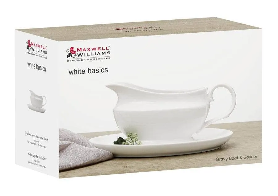 Gravy Boat & Saucer - White