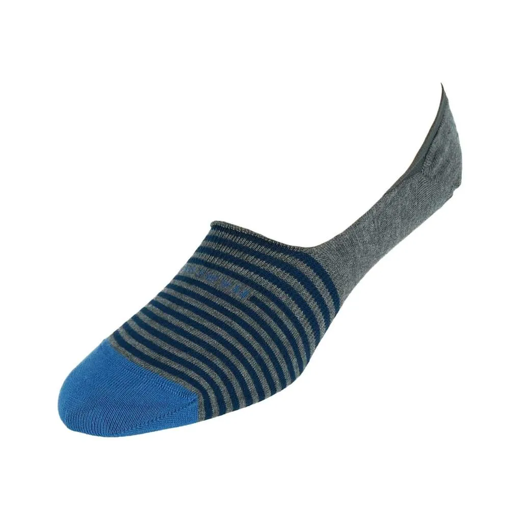 Grey Stripe Invisible Touch No-Show Socks - Marcoliani