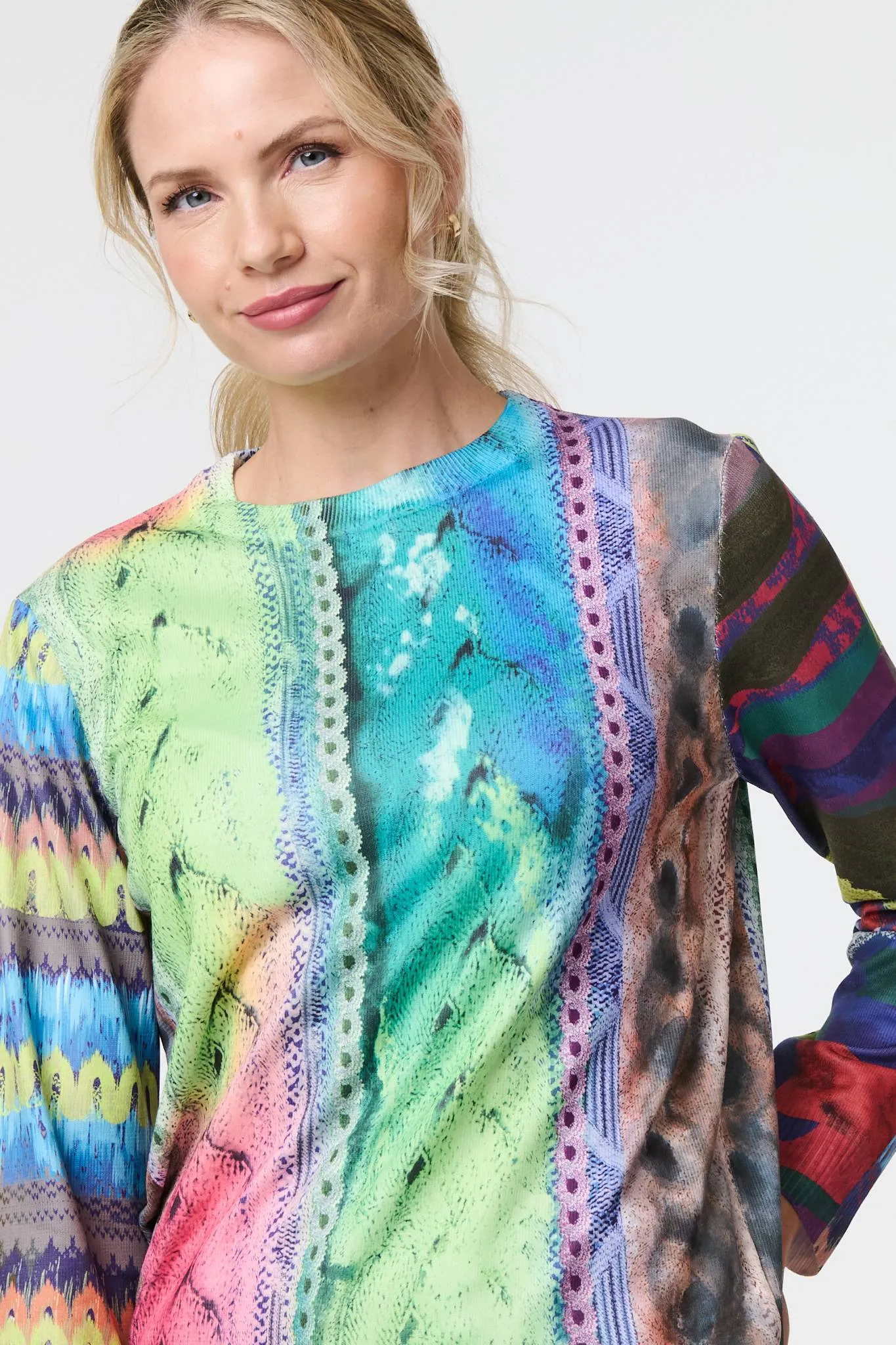 Knit Print Long Sleeve Jumper