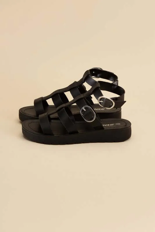 Ledell-S Gladiator Sandals in Black & White