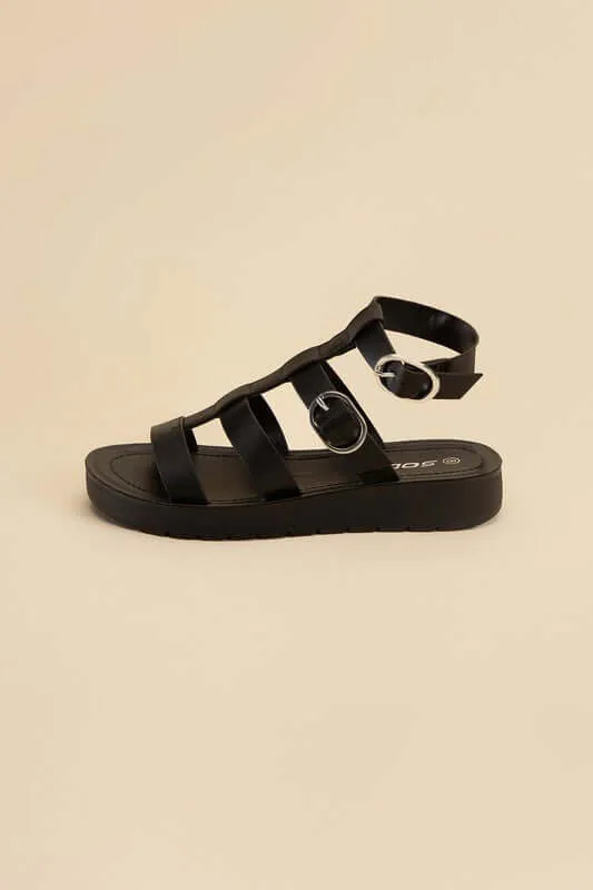 Ledell-S Gladiator Sandals in Black & White