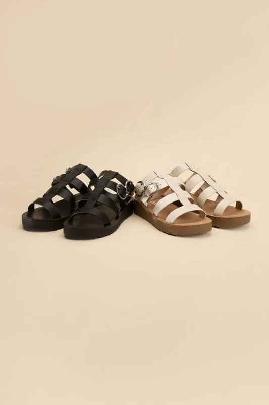 Ledell-S Gladiator Sandals in Black & White