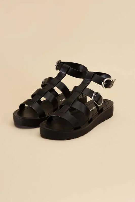 Ledell-S Gladiator Sandals in Black & White