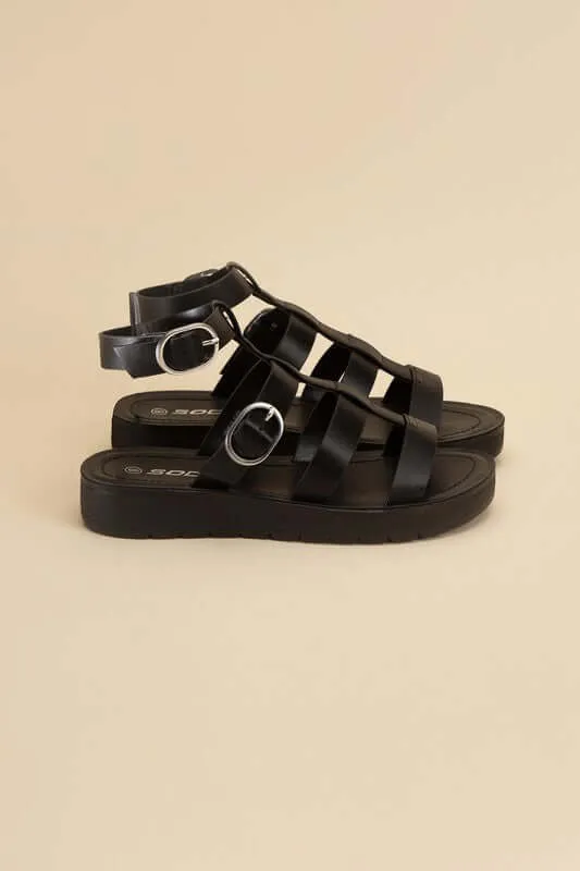 Ledell-S Gladiator Sandals in Black & White