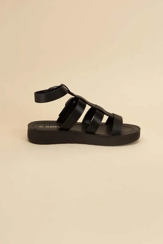 Ledell-S Gladiator Sandals in Black & White