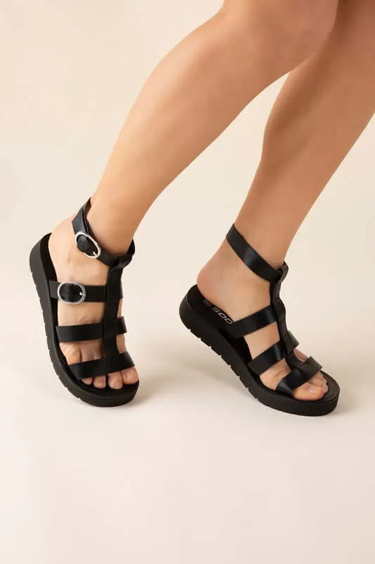 Ledell-S Gladiator Sandals in Black & White