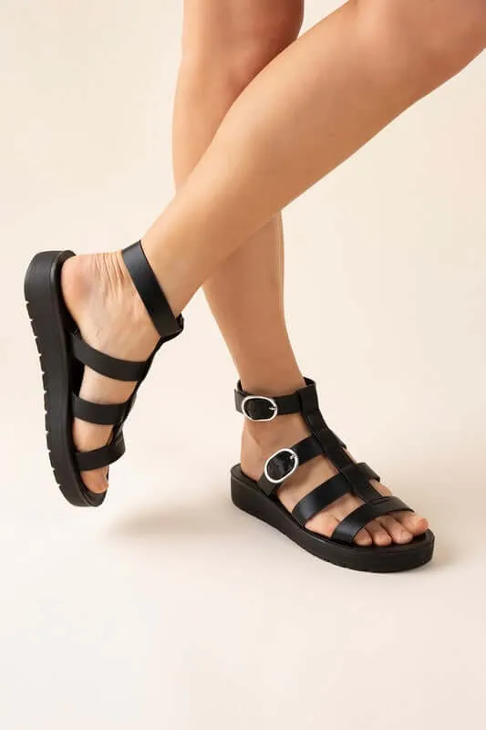 Ledell-S Gladiator Sandals in Black & White