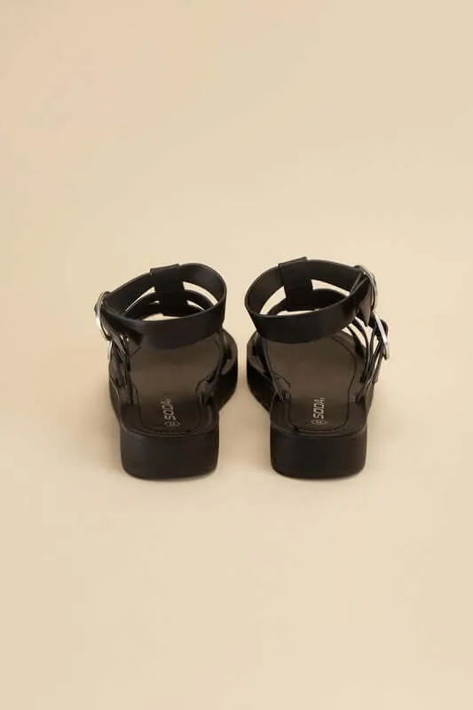 Ledell-S Gladiator Sandals in Black & White