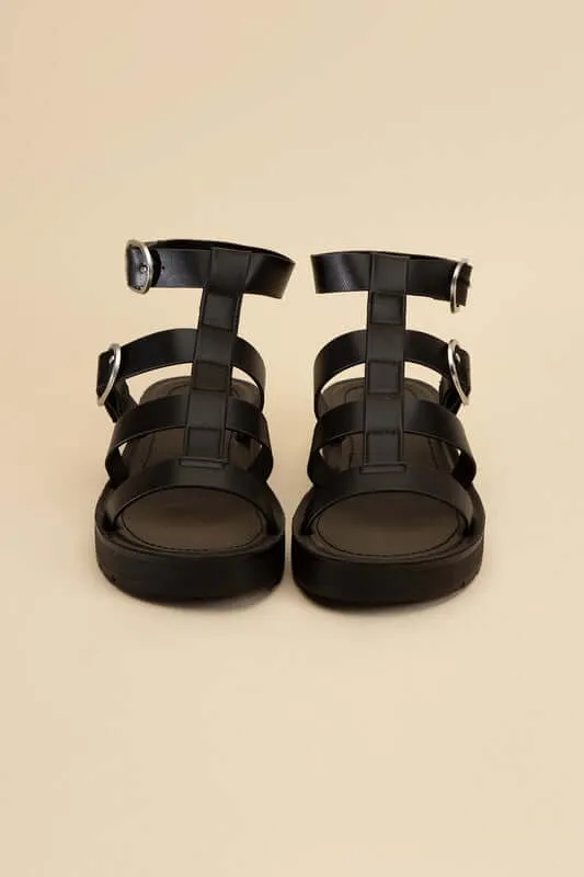 Ledell-S Gladiator Sandals in Black & White