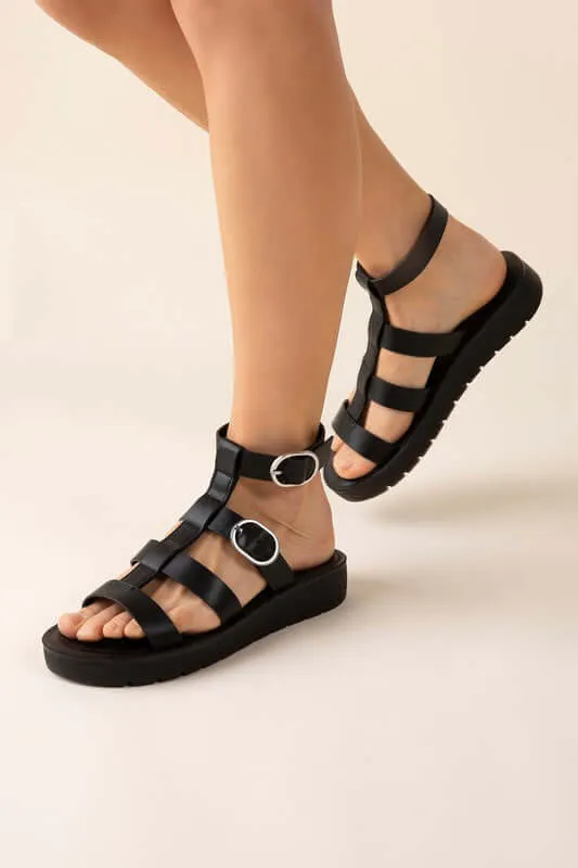 Ledell-S Gladiator Sandals in Black & White