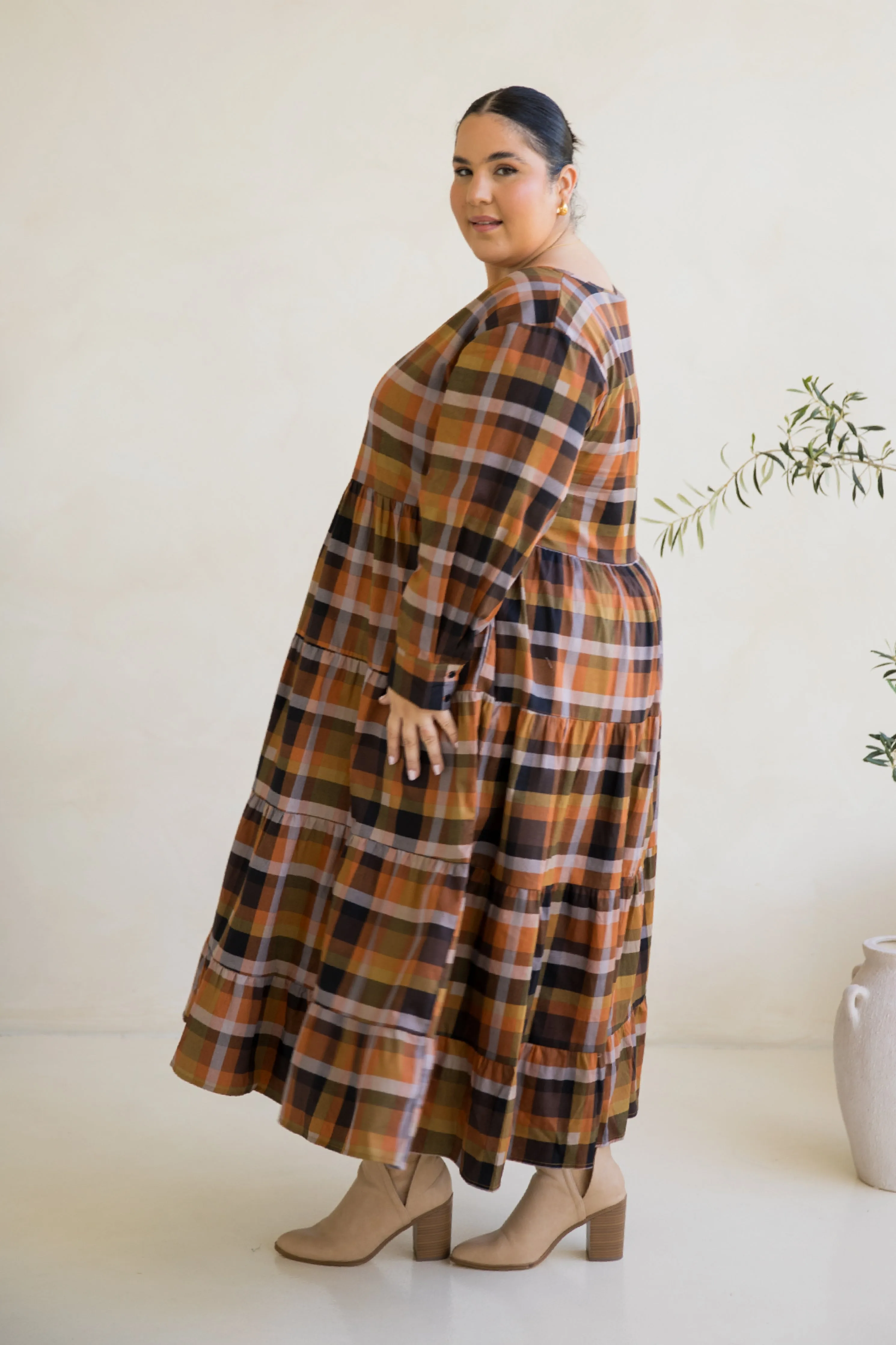 Long Sleeve Waterfall Dress | Fall Check | FINAL SALE