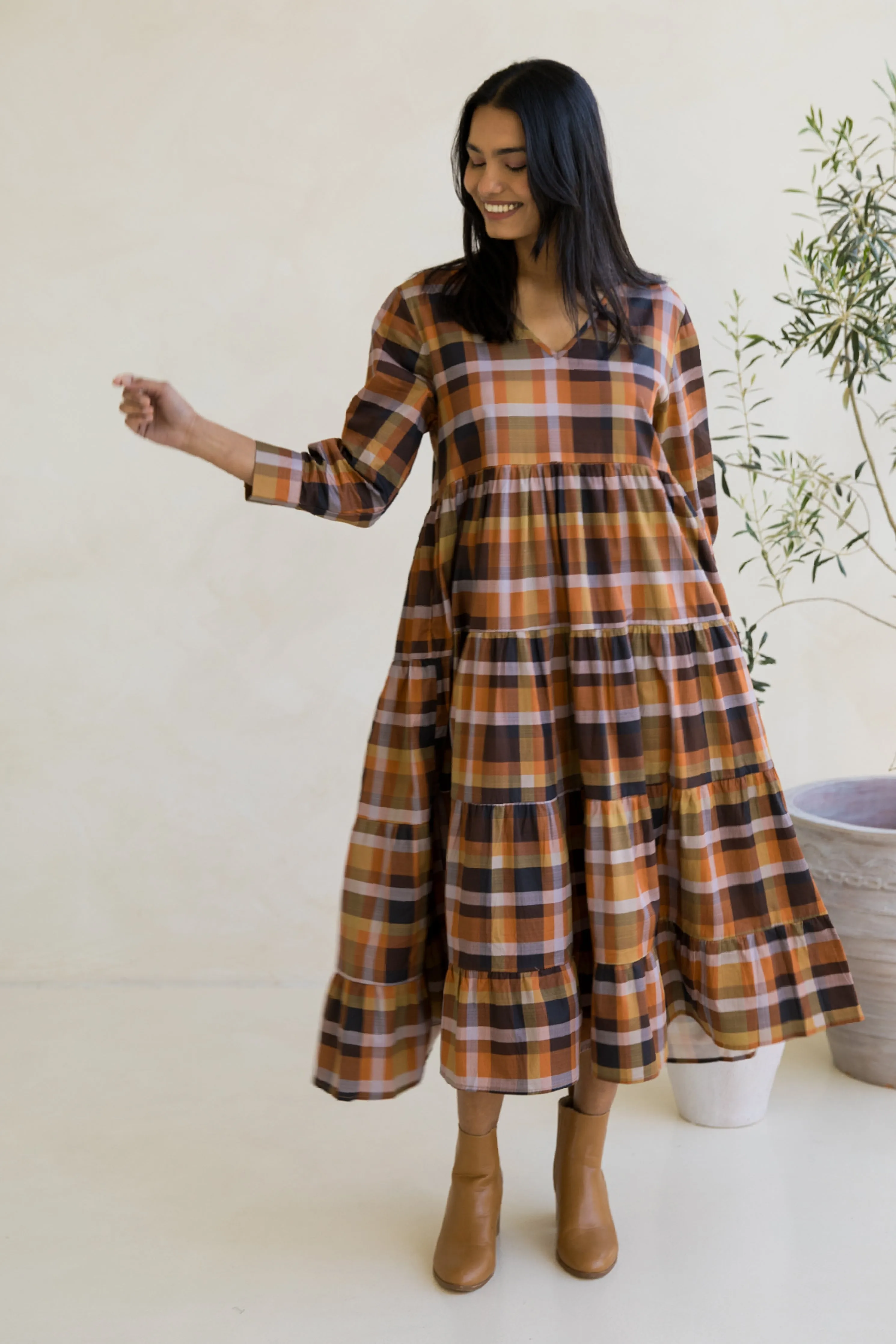 Long Sleeve Waterfall Dress | Fall Check | FINAL SALE