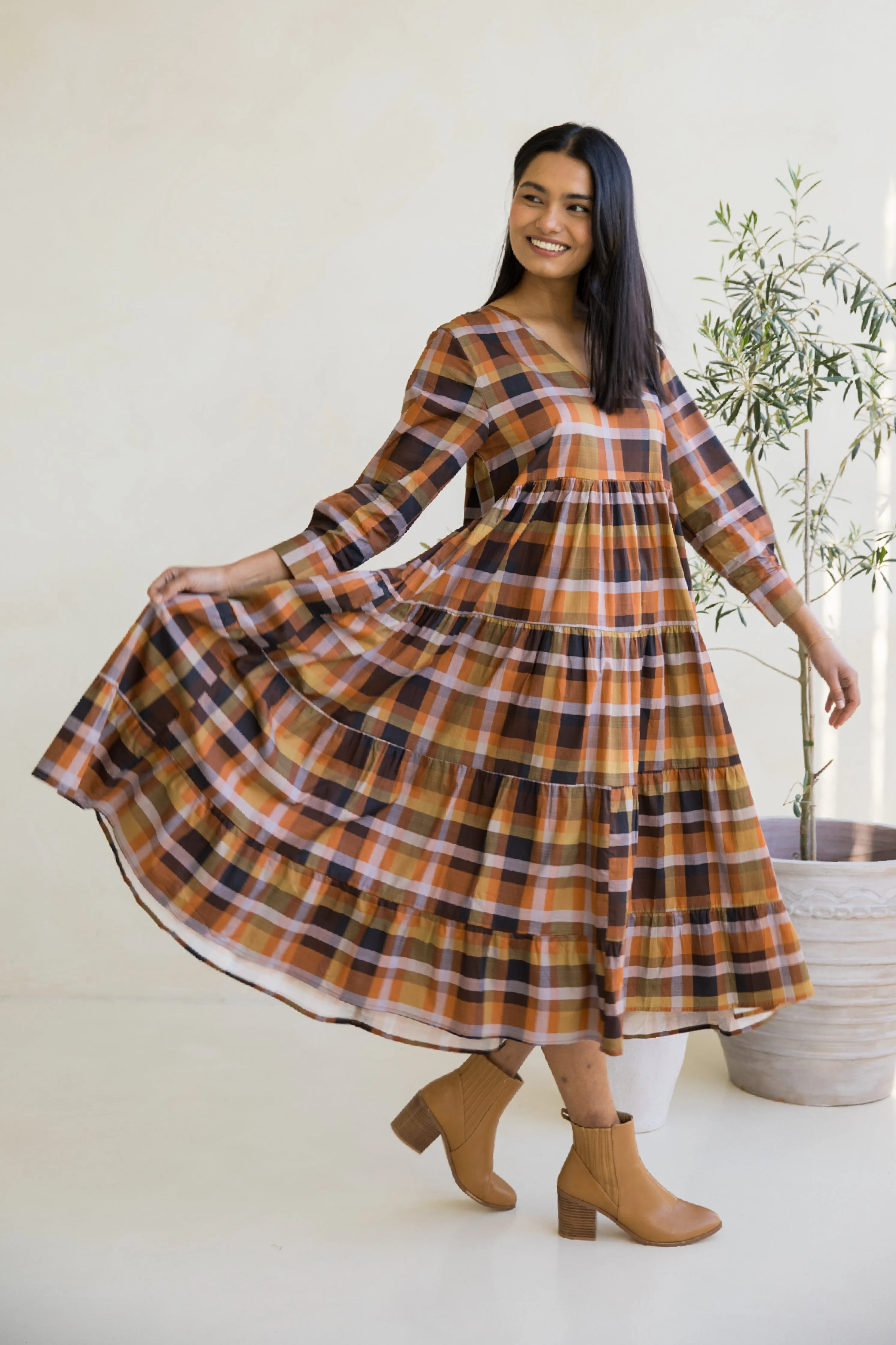 Long Sleeve Waterfall Dress | Fall Check | FINAL SALE