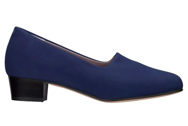 Lucia Slip On Heel navy at Brandy's Shoes Made in USA