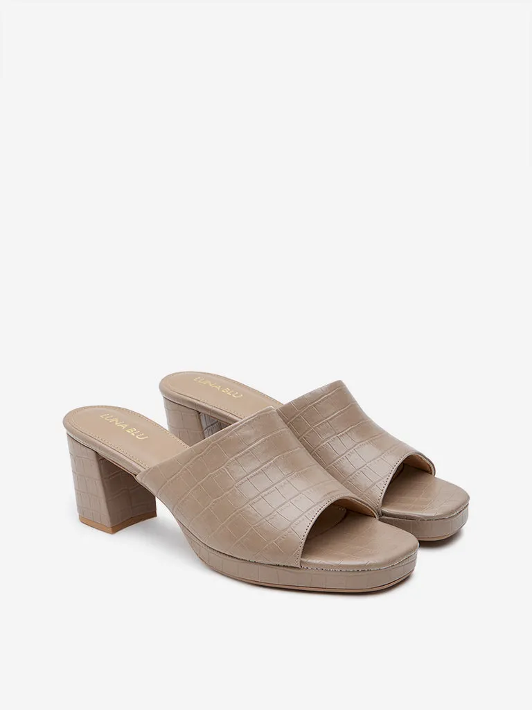 LUNA BLU Taupe Textured Heel Sandals